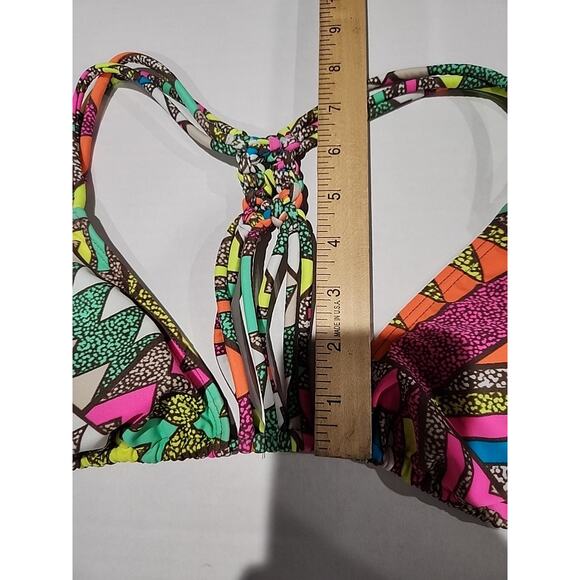 GOSSIP Bikini Top Printed Multicolor Abstract Size Medium Tie Straps - Picture 6 of 7